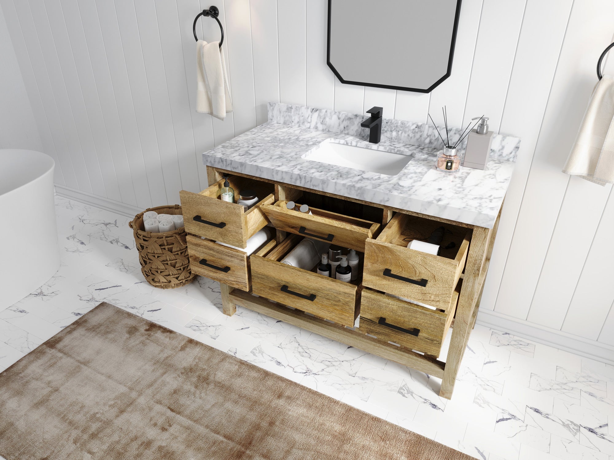 Parker Mango Wood 48 in. W x 22 in. D Single Sink Bathroom Vanity - Willow Bath and Vanity