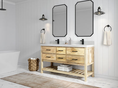 Parker Mango Wood 60 in. W x 22 in. D Double Sink Bathroom Vanity - Willow Bath and Vanity