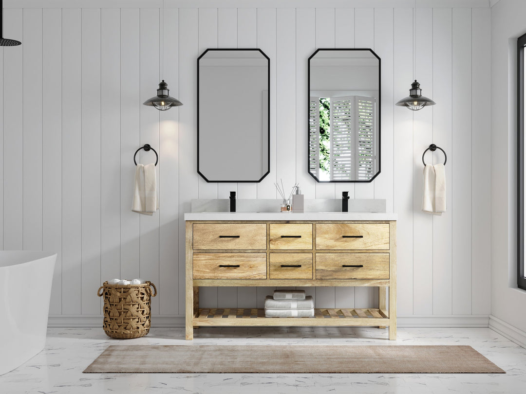 Parker Mango Wood 60 in. W x 22 in. D Double Sink Bathroom Vanity - Willow Bath and Vanity