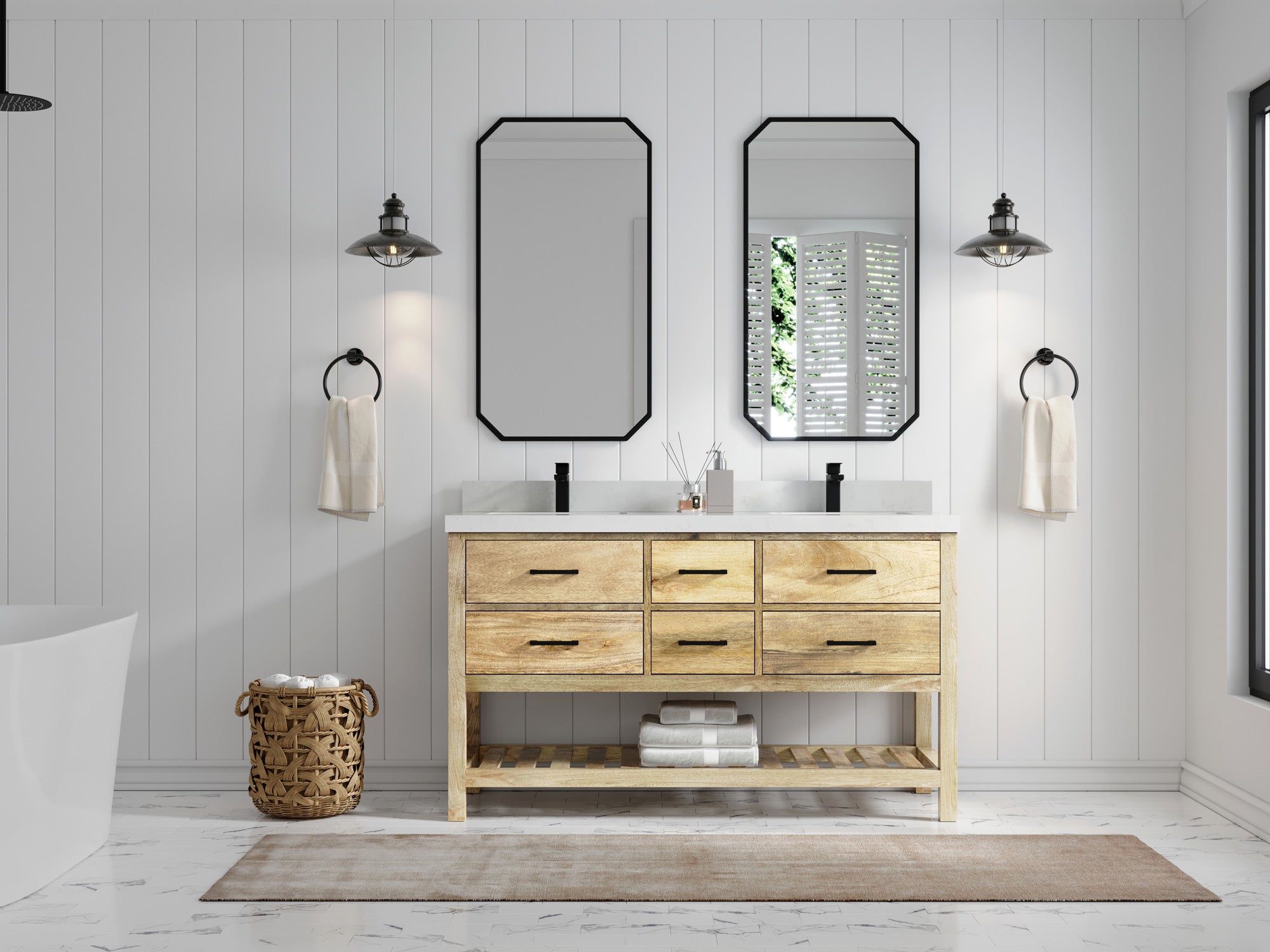 Parker Mango Wood 60 in. W x 22 in. D Double Sink Bathroom Vanity - Willow Bath and Vanity