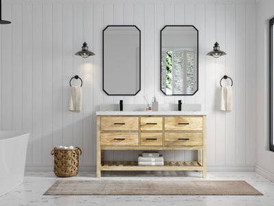 Parker Mango Wood 60 in. W x 22 in. D Double Sink Bathroom Vanity - Willow Bath and Vanity