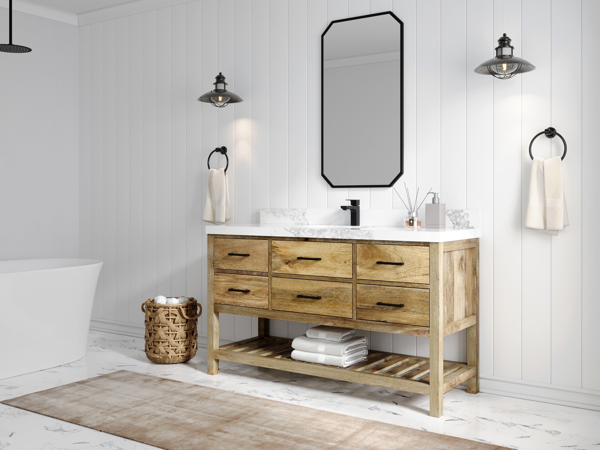 Parker Mango Wood 60 in. W x 22 in. D Single Sink Bathroom Vanity - Willow Bath and Vanity