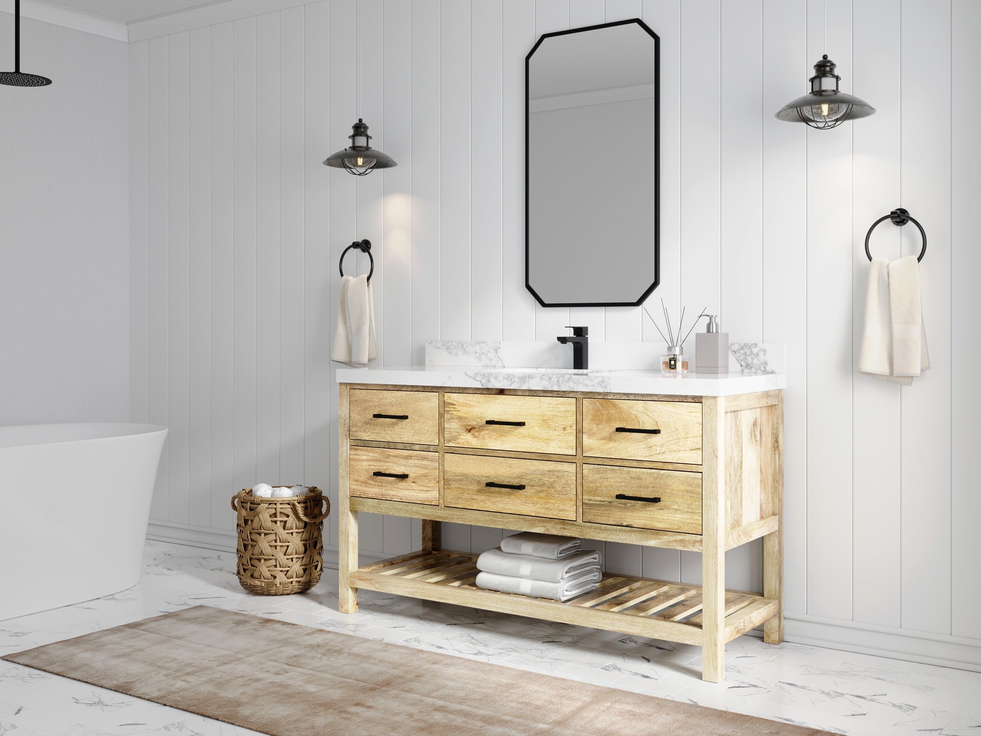 Parker Mango Wood 60 in. W x 22 in. D Single Sink Bathroom Vanity - Willow Bath and Vanity