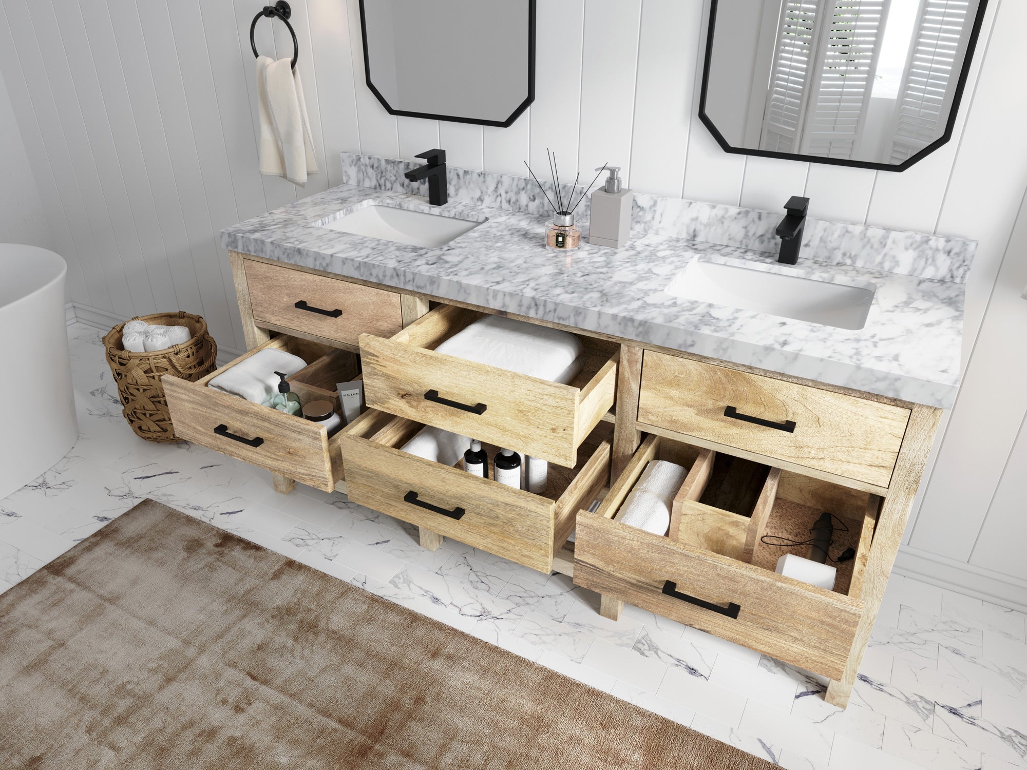 Parker Mango Wood 72 in. W x 22 in. D Double Sink Bathroom Vanity - Willow Bath and Vanity