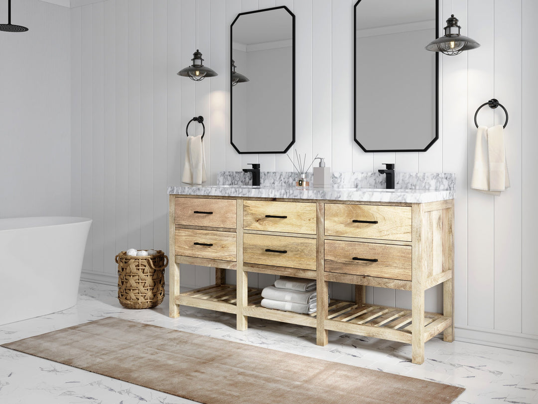 Parker Mango Wood 72 in. W x 22 in. D Double Sink Bathroom Vanity - Willow Bath and Vanity