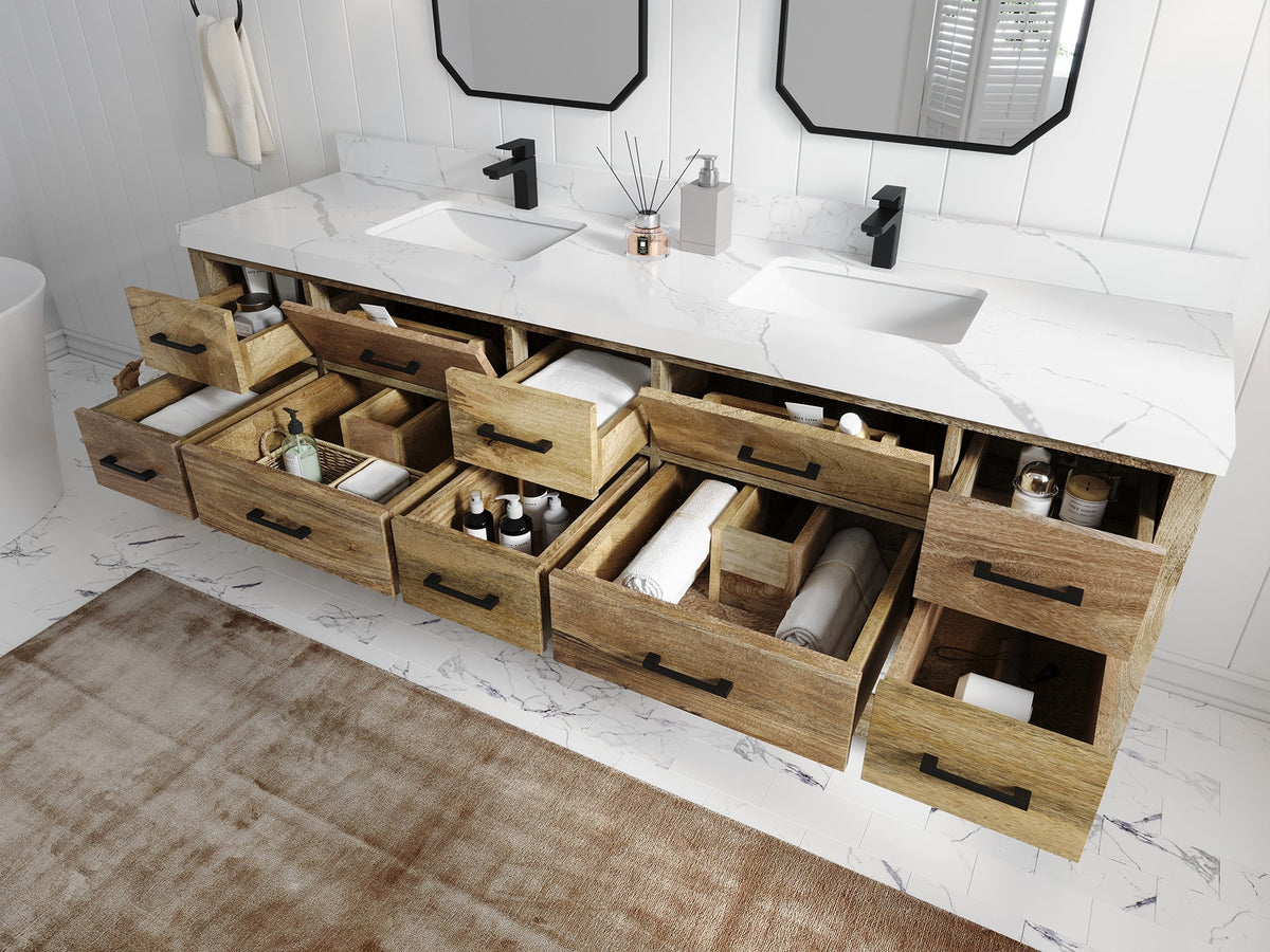 Parker Mango Wood 84 in. W x 22 in. D Double Sink Bathroom vanity with - Willow Bath and Vanity