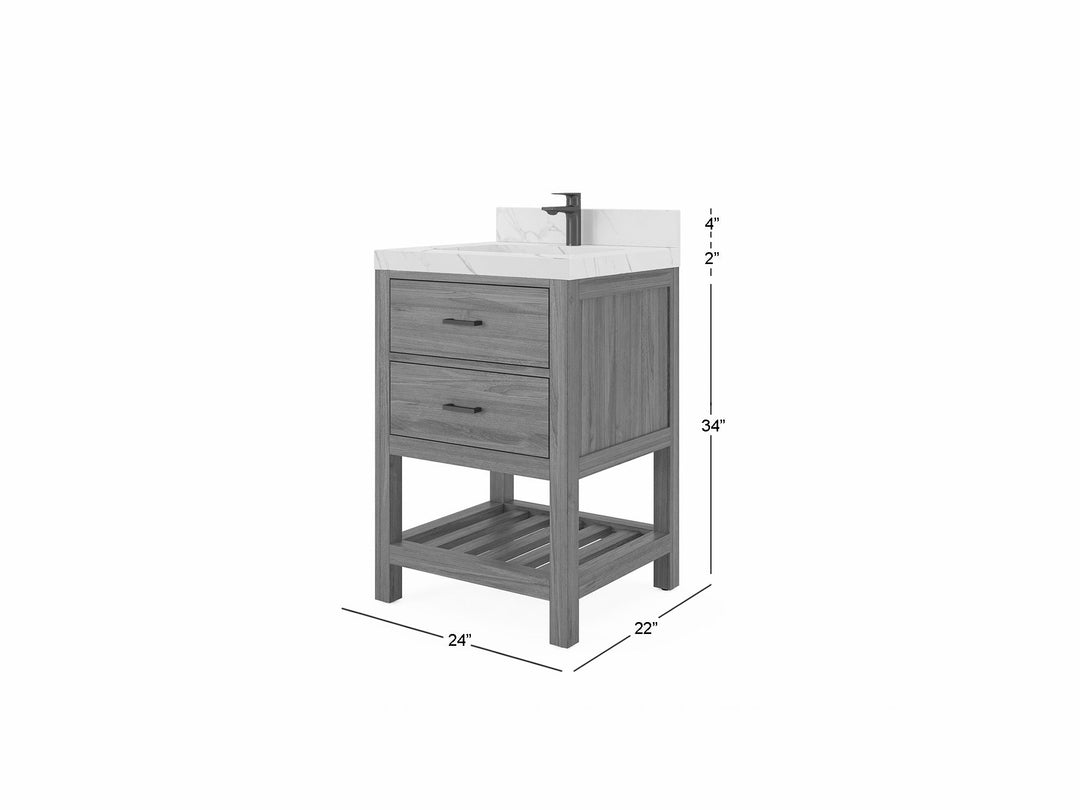 Parker Teak Wood 24 in. W x 22 in. D Single Sink Bathroom Vanity | 
              
                Premium Natural Teak
                
                  
             - PRK_TK_PRM_PT_GR_24 - photo №2