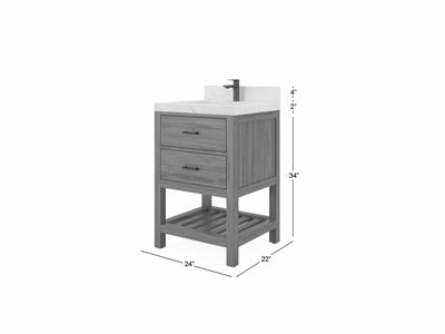 Parker Teak Wood 24 in. W x 22 in. D Single Sink Bathroom Vanity - Willow Bath and Vanity