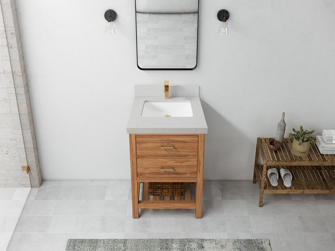 Parker Teak Wood 24 in. W x 22 in. D Single Sink Bathroom Vanity | 
              
                Golden Teak
                
                  
             - PRK_TK_GLD_PT_GR_24 - photo №7