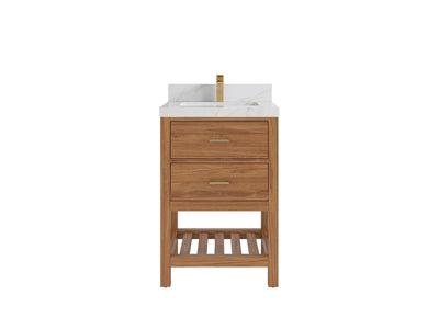 Parker Teak Wood 24 in. W x 22 in. D Single Sink Bathroom Vanity - Willow Bath and Vanity