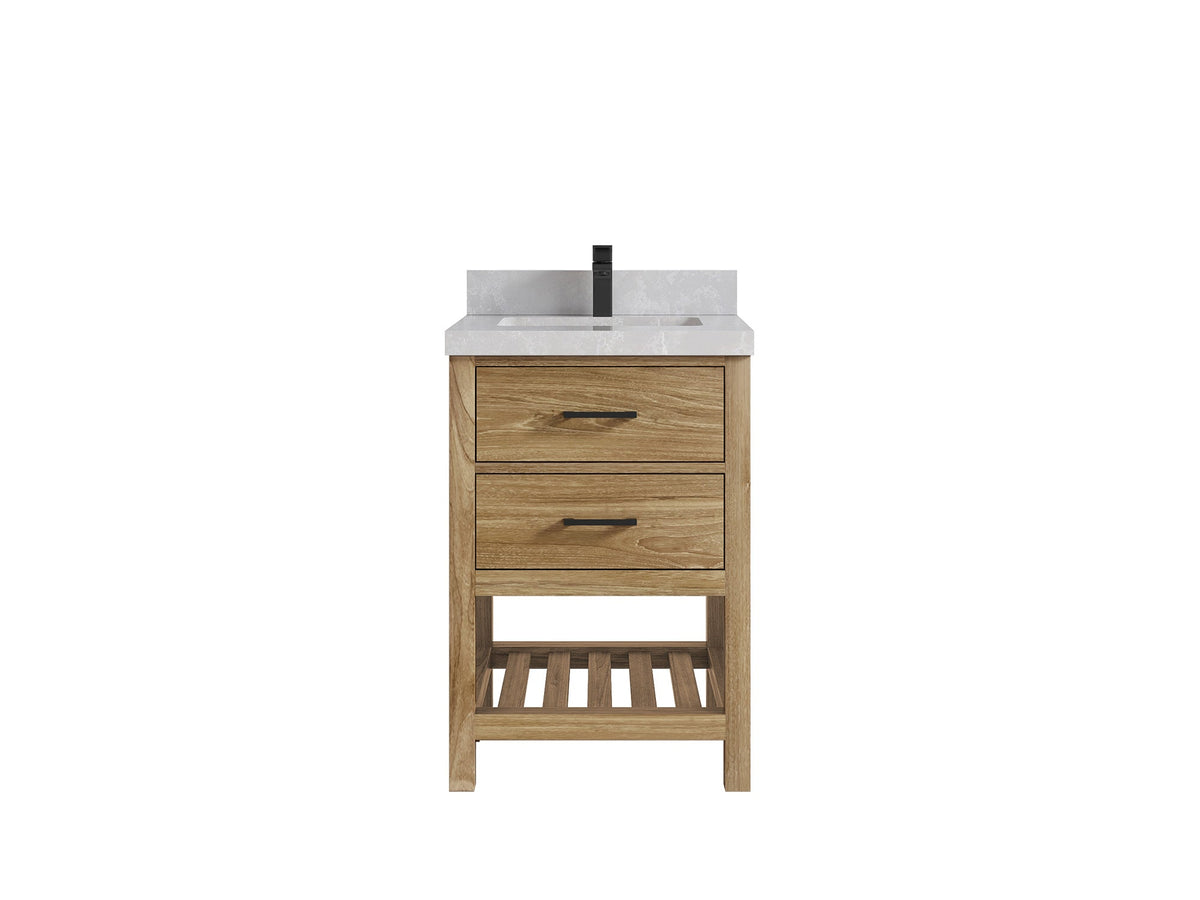 Parker Teak Wood 24 in. W x 22 in. D Single Sink Bathroom Vanity