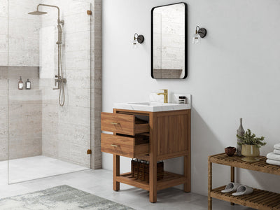 Parker Teak Wood 24 in. W x 22 in. D Single Sink Bathroom Vanity - Willow Bath and Vanity