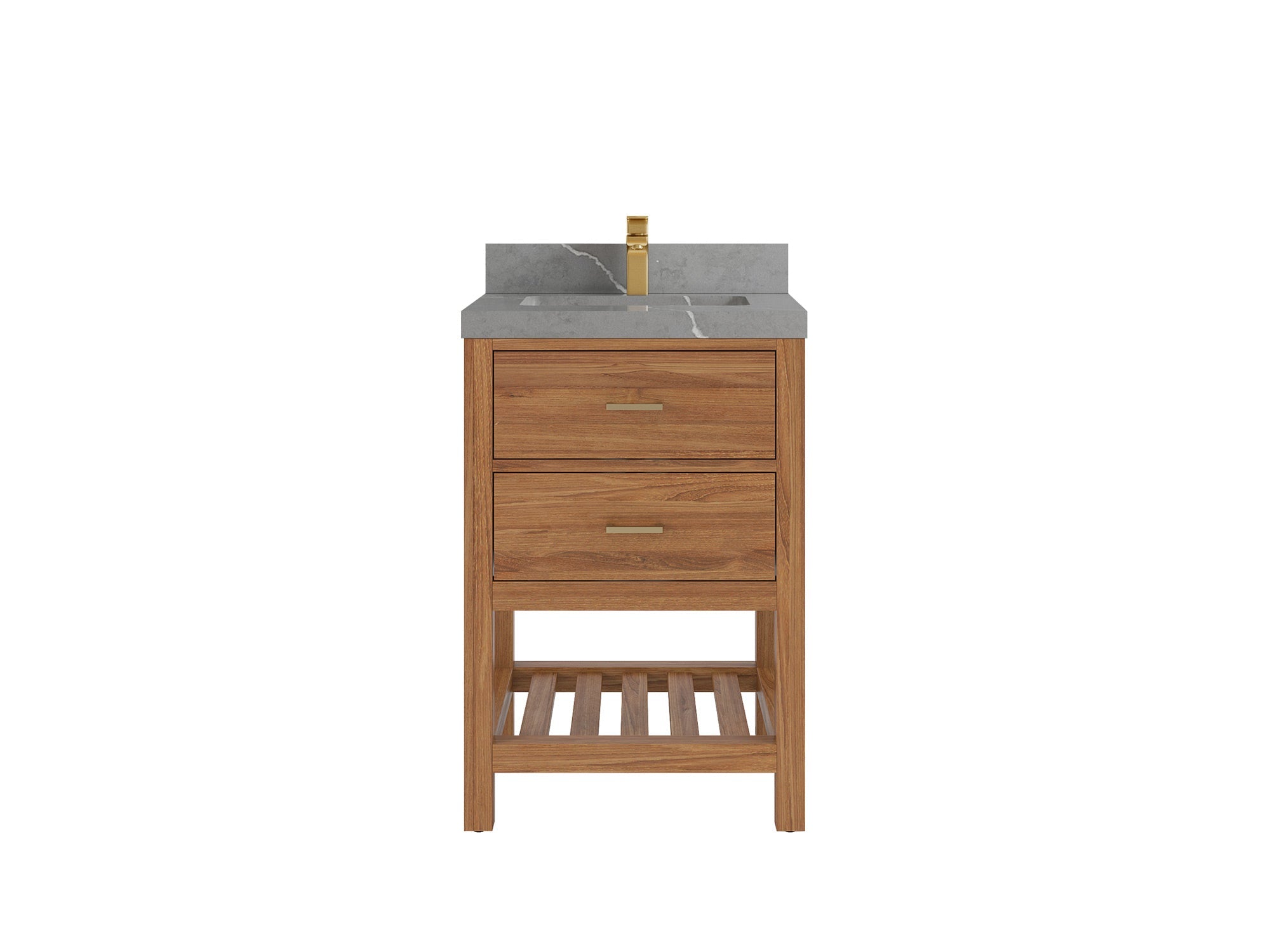Parker Teak Wood 24 in. W x 22 in. D Single Sink Bathroom Vanity - Willow Bath and Vanity