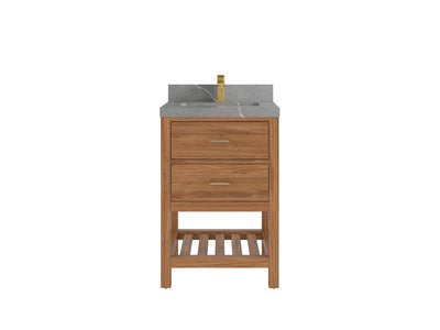 Parker Teak Wood 24 in. W x 22 in. D Single Sink Bathroom Vanity - Willow Bath and Vanity