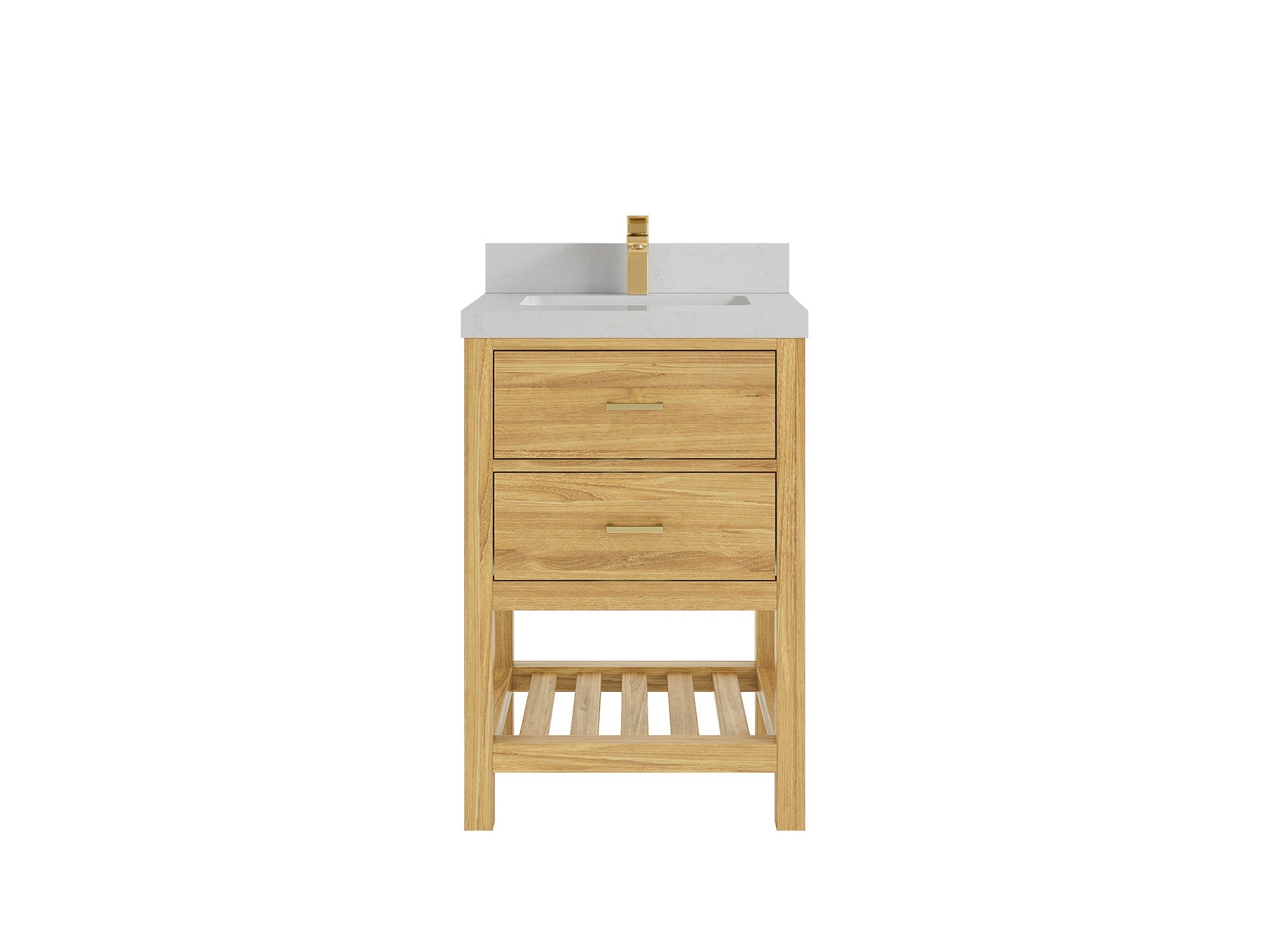 Parker Teak Wood 24 in. W x 22 in. D Single Sink Bathroom Vanity - Willow Bath and Vanity
