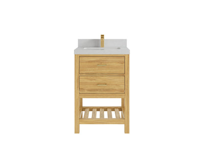 Parker Teak Wood 24 in. W x 22 in. D Single Sink Bathroom Vanity - Willow Bath and Vanity