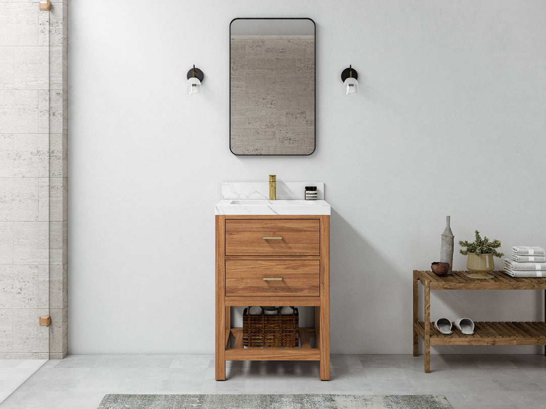 Parker Teak Wood 24 in. W x 22 in. D Single Sink Bathroom Vanity | 
              
                Golden Teak
                
                  
             - PRK_TK_GLD_PT_GR_24 - photo №4
