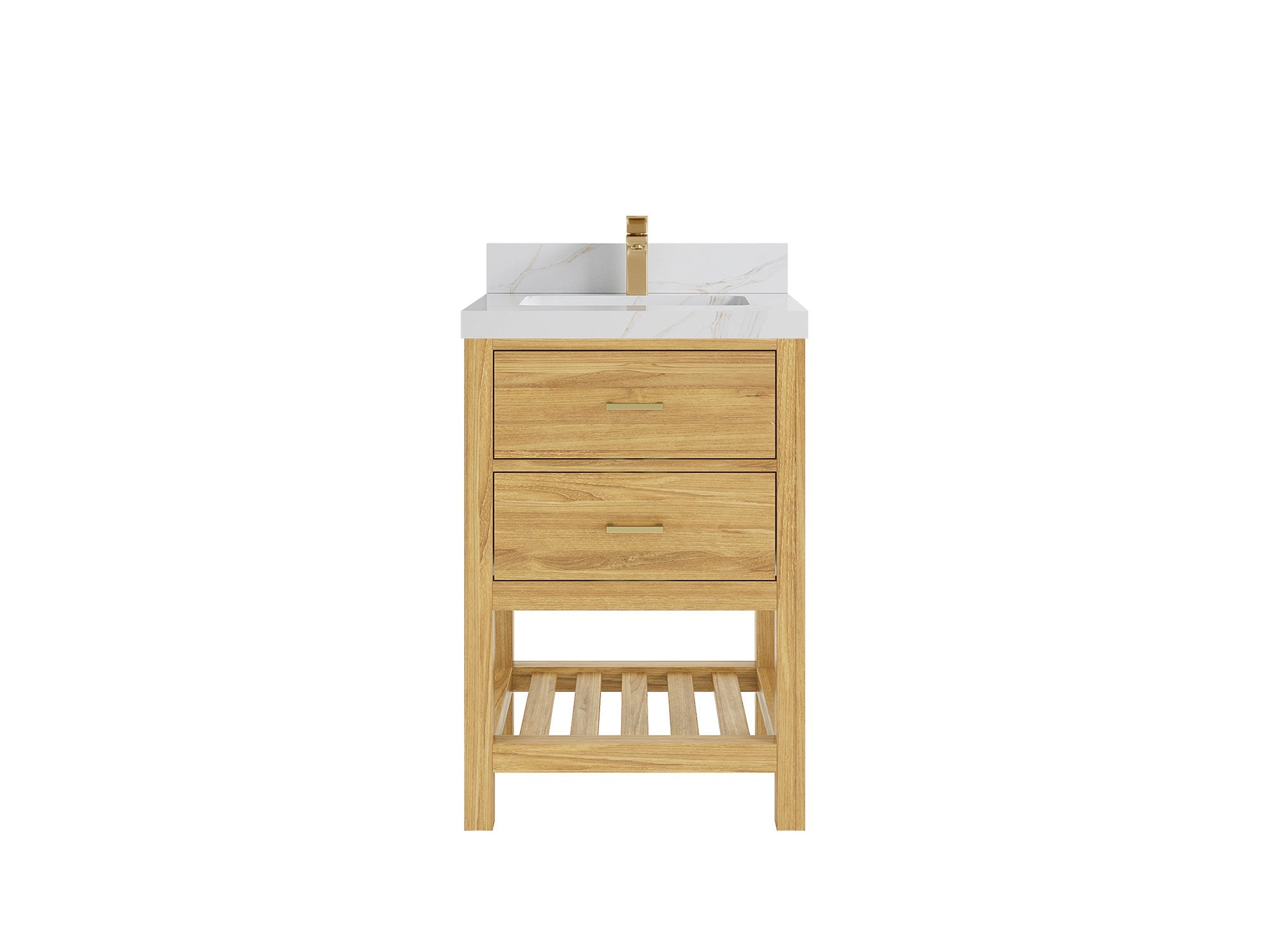 Parker Teak Wood 24 in. W x 22 in. D Single Sink Bathroom Vanity - Willow Bath and Vanity