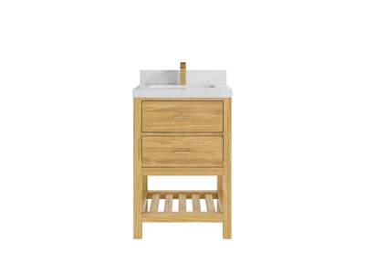 Parker Teak Wood 24 in. W x 22 in. D Single Sink Bathroom Vanity - Willow Bath and Vanity