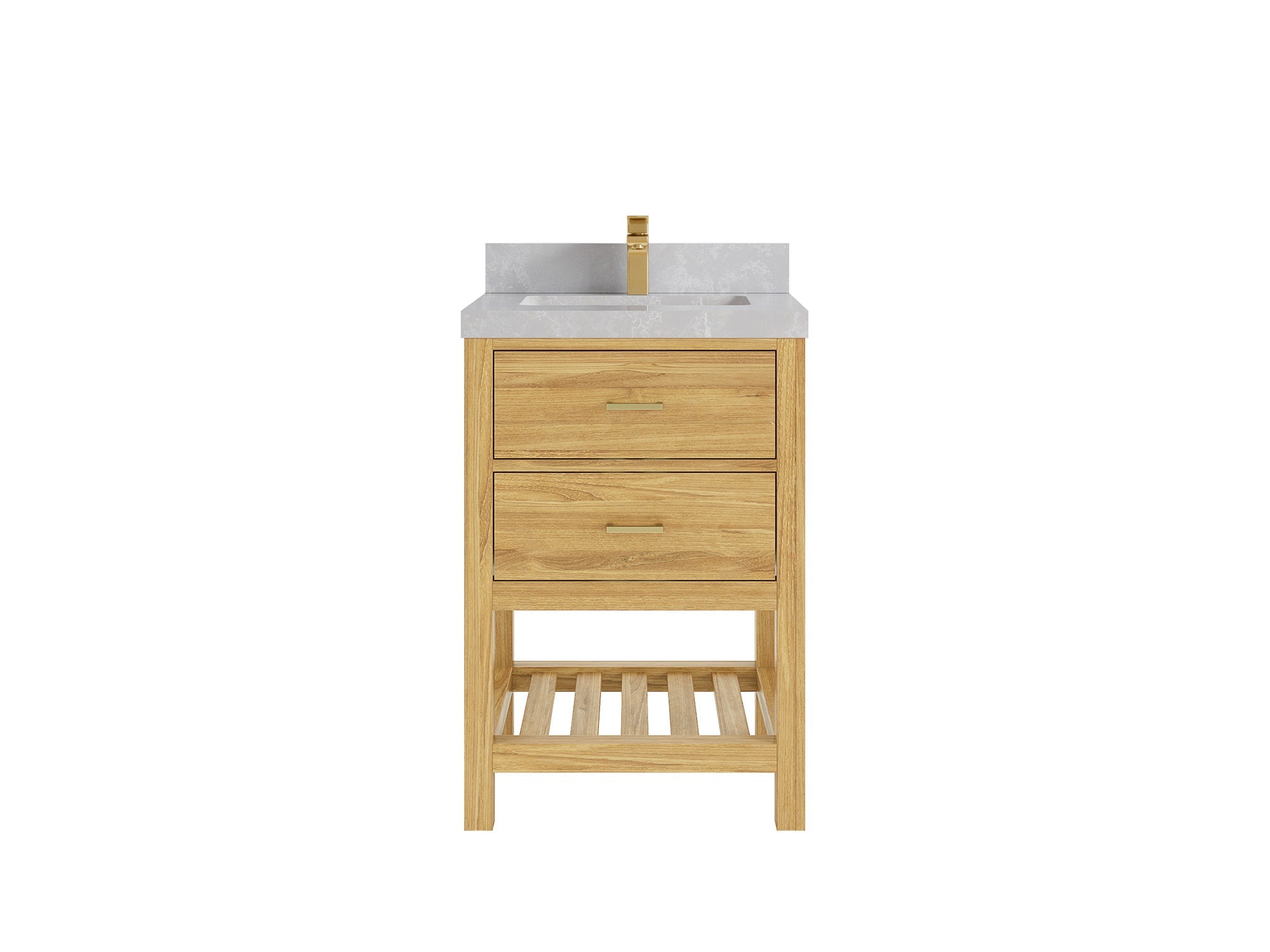 Parker Teak Wood 24 in. W x 22 in. D Single Sink Bathroom Vanity - Willow Bath and Vanity