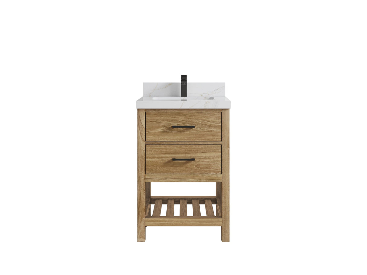 Parker Teak Wood 24 in. W x 22 in. D Single Sink Bathroom Vanity - Willow Bath and Vanity