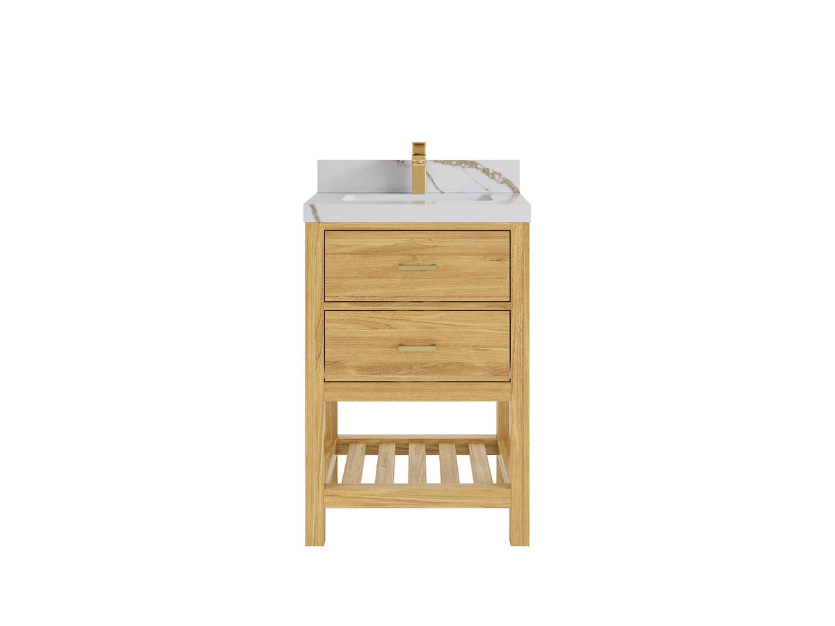 Parker Teak Wood 24 in. W x 22 in. D Single Sink Bathroom Vanity - Willow Bath and Vanity