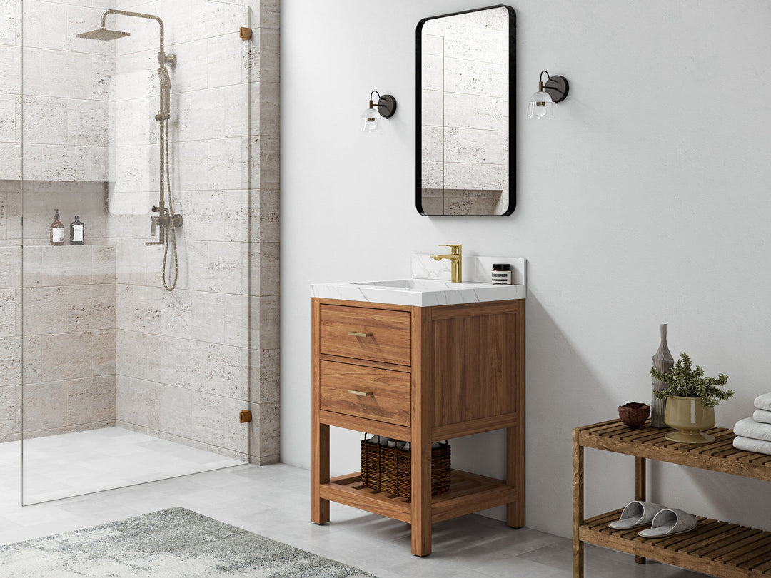 Parker Teak Wood 24 in. W x 22 in. D Single Sink Bathroom Vanity | 
              
                Golden Teak
                
                  
             - PRK_TK_GLD_PT_GR_24 - photo №2