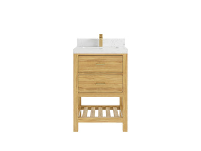 Parker Teak Wood 24 in. W x 22 in. D Single Sink Bathroom Vanity - Willow Bath and Vanity