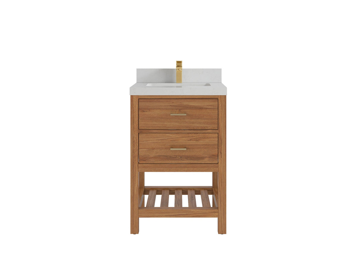 Parker Teak Wood 24 in. W x 22 in. D Single Sink Bathroom Vanity - Willow Bath and Vanity