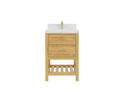 Parker Teak Wood 24 in. W x 22 in. D Single Sink Bathroom Vanity - Willow Bath and Vanity