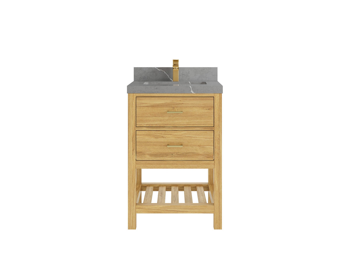 Parker Teak Wood 24 in. W x 22 in. D Single Sink Bathroom Vanity - Willow Bath and Vanity