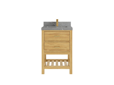 Parker Teak Wood 24 in. W x 22 in. D Single Sink Bathroom Vanity - Willow Bath and Vanity