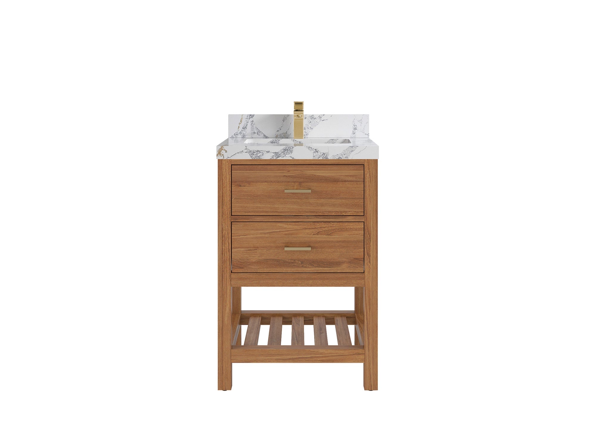 Parker Teak Wood 24 in. W x 22 in. D Single Sink Bathroom Vanity - Willow Bath and Vanity