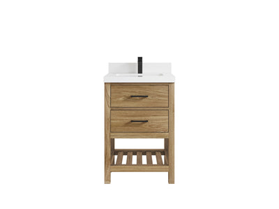 Parker Teak Wood 24 in. W x 22 in. D Single Sink Bathroom Vanity - Willow Bath and Vanity