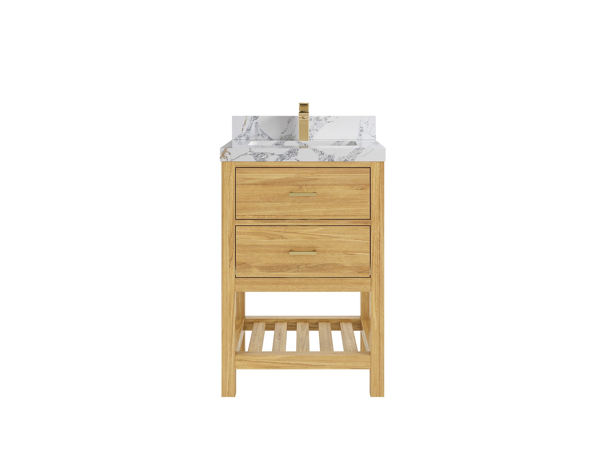 Parker Teak Wood 24 in. W x 22 in. D Single Sink Bathroom Vanity - Willow Bath and Vanity