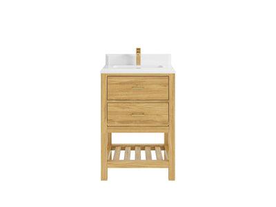 Parker Teak Wood 24 in. W x 22 in. D Single Sink Bathroom Vanity - Willow Bath and Vanity