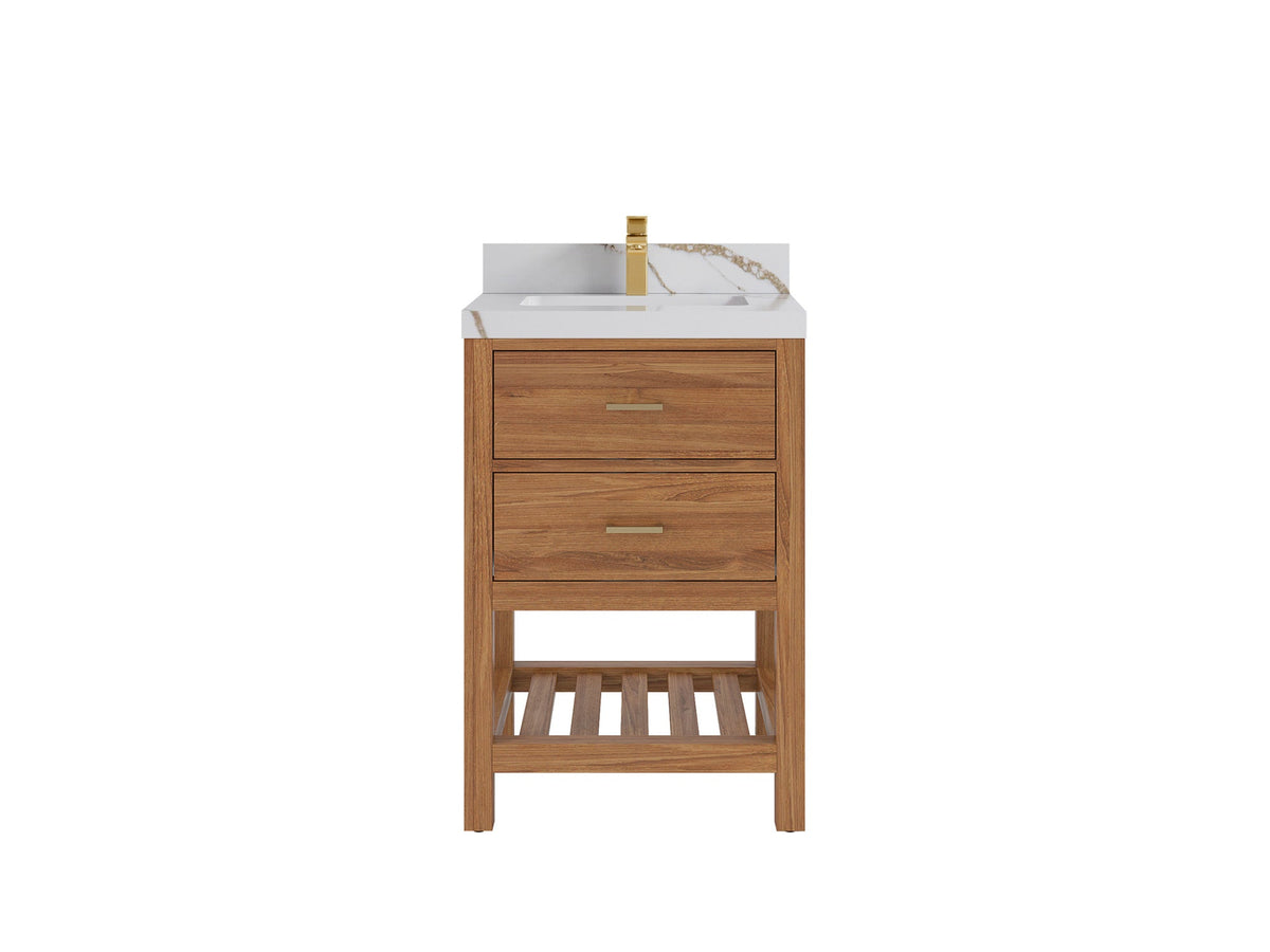 Parker Teak Wood 24 in. W x 22 in. D Single Sink Bathroom Vanity - Willow Bath and Vanity