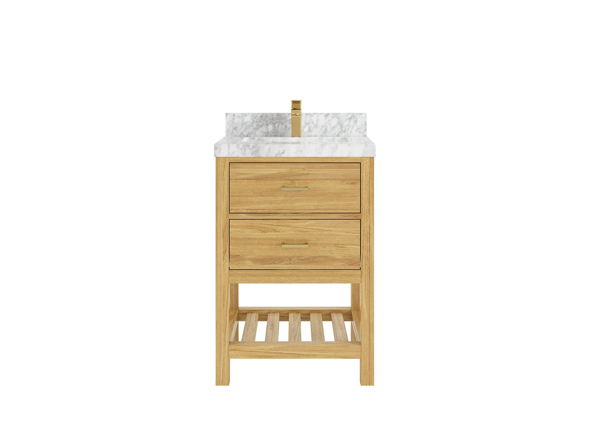 Parker Teak Wood 24 in. W x 22 in. D Single Sink Bathroom Vanity - Willow Bath and Vanity