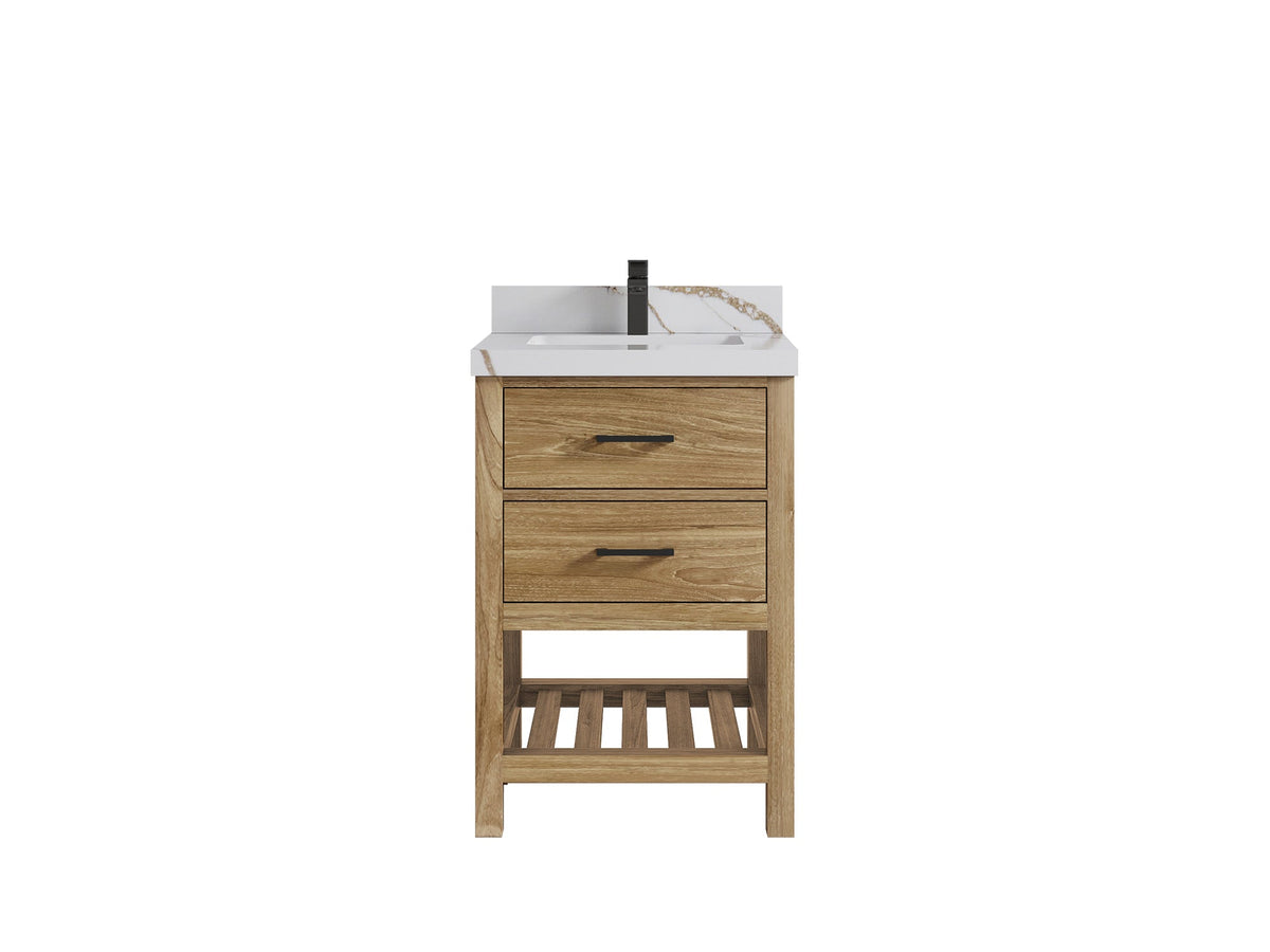 Parker Teak Wood 24 in. W x 22 in. D Single Sink Bathroom Vanity - Willow Bath and Vanity