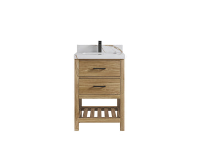 Parker Teak Wood 24 in. W x 22 in. D Single Sink Bathroom Vanity - Willow Bath and Vanity