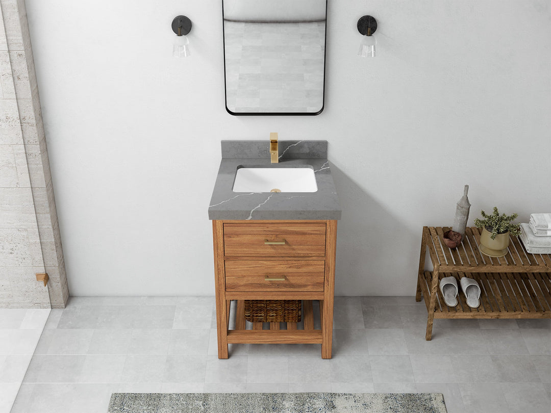 Parker Teak Wood 24 in. W x 22 in. D Single Sink Bathroom Vanity | 
              
                Golden Teak
                
                  
             - PRK_TK_GLD_PT_GR_24 - photo №23