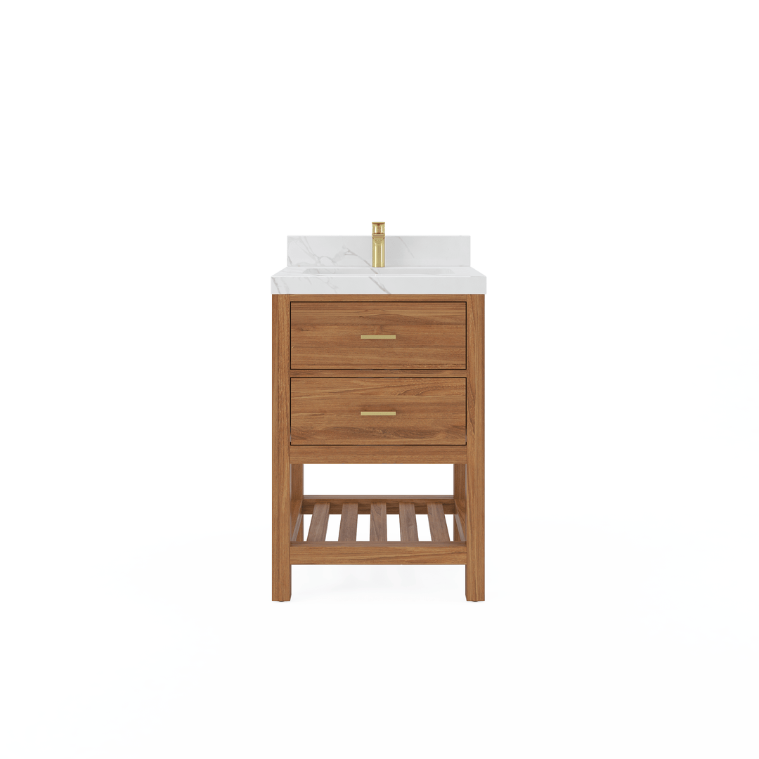 Parker Teak Wood 24 in. W x 22 in. D Single Sink Bathroom Vanity | 
              
                Dark Natural Teak
                
                  
             - PRK_TK_DNT_BRS_24 - photo №1