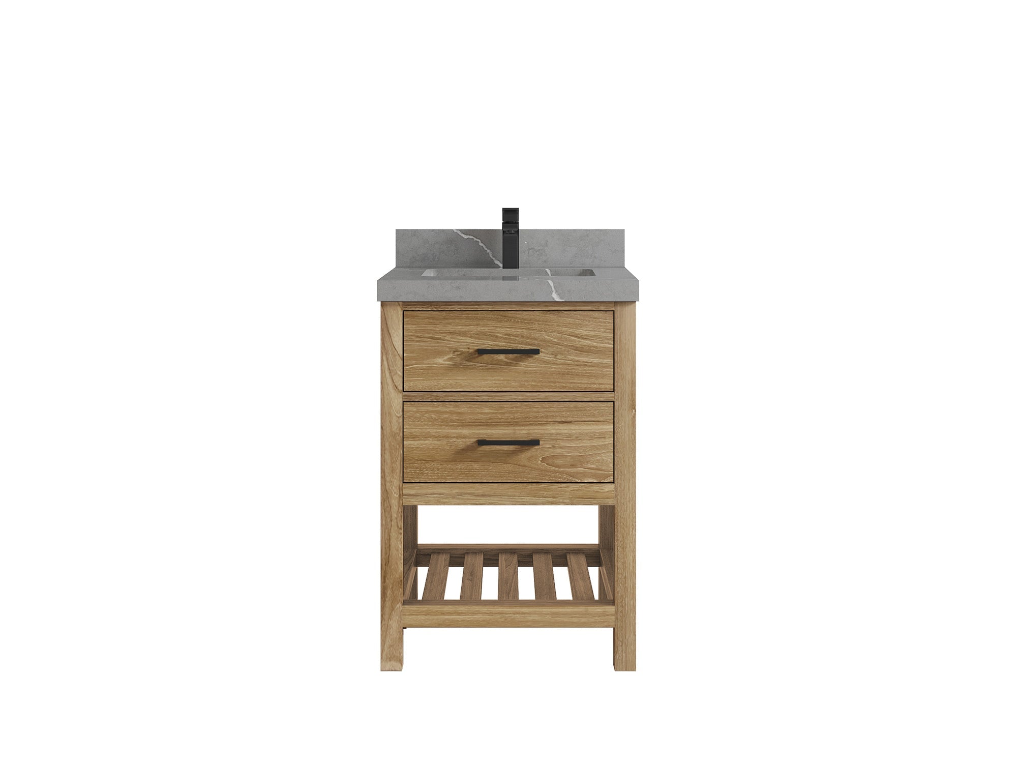 Parker Teak Wood 24 in. W x 22 in. D Single Sink Bathroom Vanity - Willow Bath and Vanity