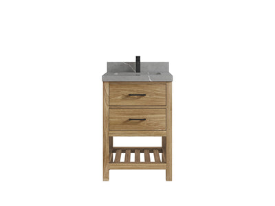 Parker Teak Wood 24 in. W x 22 in. D Single Sink Bathroom Vanity - Willow Bath and Vanity