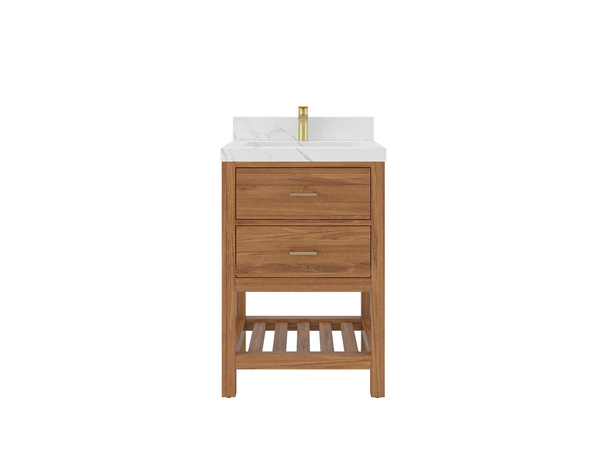 Parker Teak Wood 24 in. W x 22 in. D Single Sink Bathroom Vanity - Willow Bath and Vanity