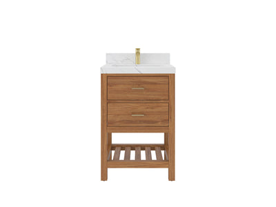Parker Teak Wood 24 in. W x 22 in. D Single Sink Bathroom Vanity - Willow Bath and Vanity