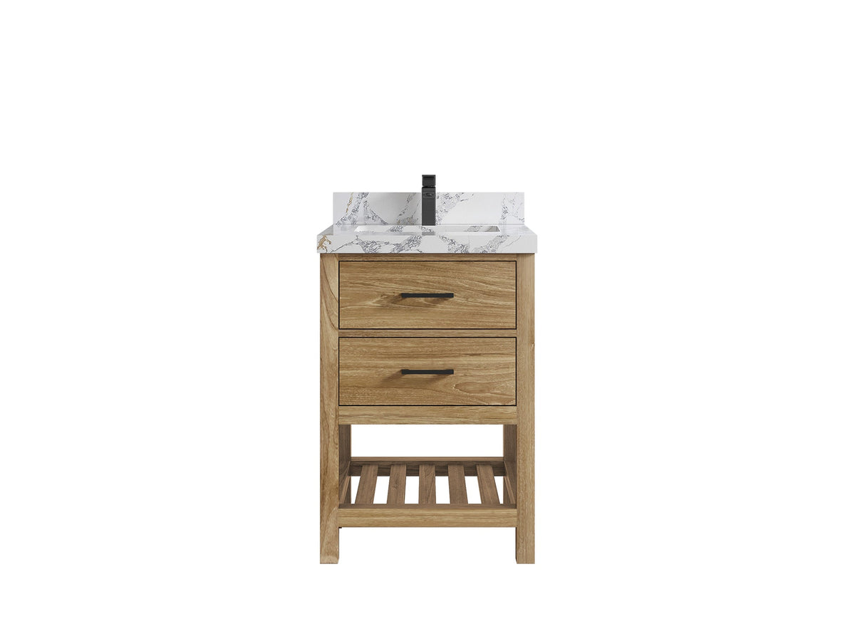 Parker Teak Wood 24 in. W x 22 in. D Single Sink Bathroom Vanity - Willow Bath and Vanity