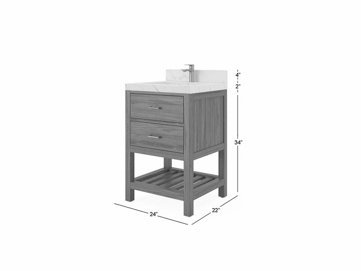 Parker Teak Wood 24 in. W x 22 in. D Single Sink Bathroom Vanity - photo 1