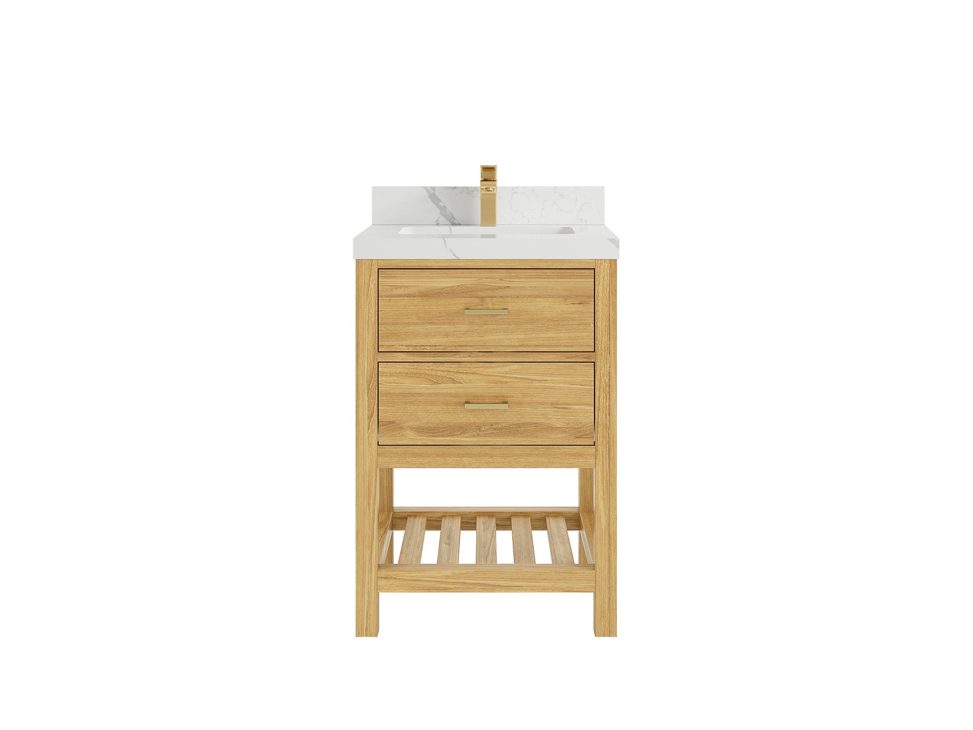Parker Teak Wood 24 in. W x 22 in. D Single Sink Bathroom Vanity - Willow Bath and Vanity