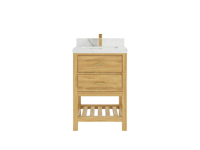 Parker Teak Wood 24 in. W x 22 in. D Single Sink Bathroom Vanity - Willow Bath and Vanity